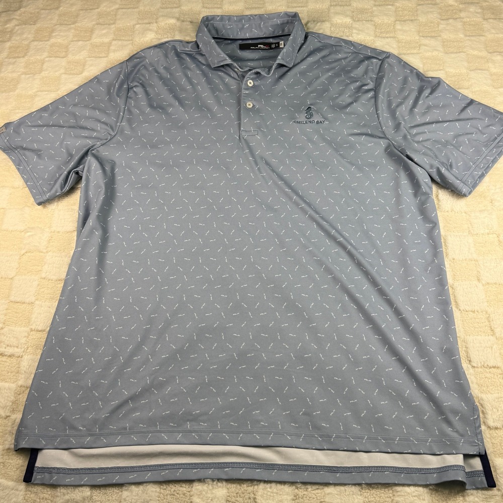 RLX Ralph Lauren Chileno Bay Golf Polo Shirt Mens XL‎ Short Sleeve Blue Seahorse